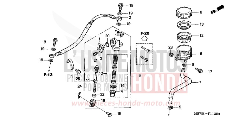HAUPTBREMSE, HINTEN ZYLINDER von CBR600F Special Edition ACCURATE SILVER METALLIC (NH146) von 2002